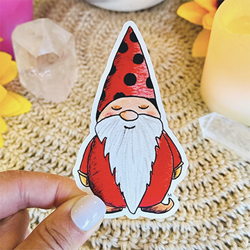 Handmade sticker - Garden Gnome Ladybug