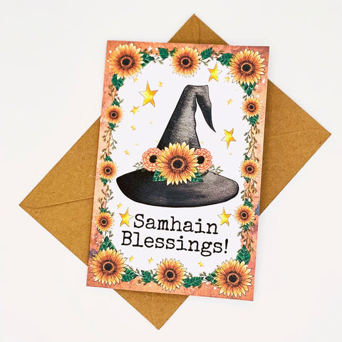 Hand Illustrated Greeting Card - Samhain Witch Hat