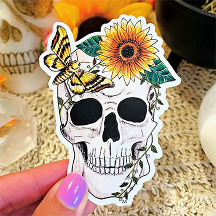 Handmade sticker - goth skull