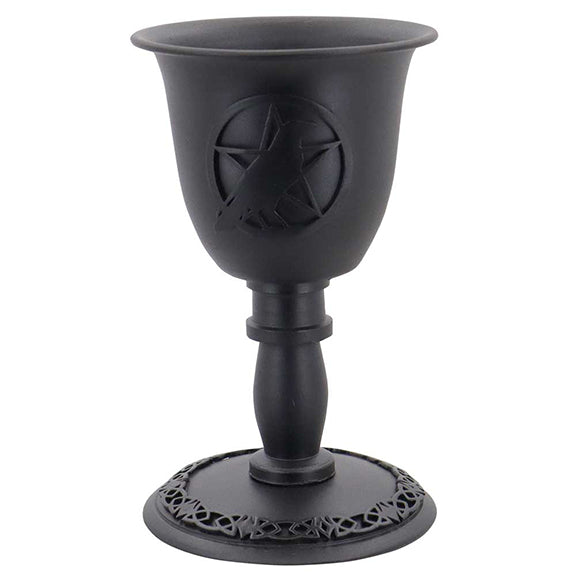 Mini candle holder chalice - raven pentacle