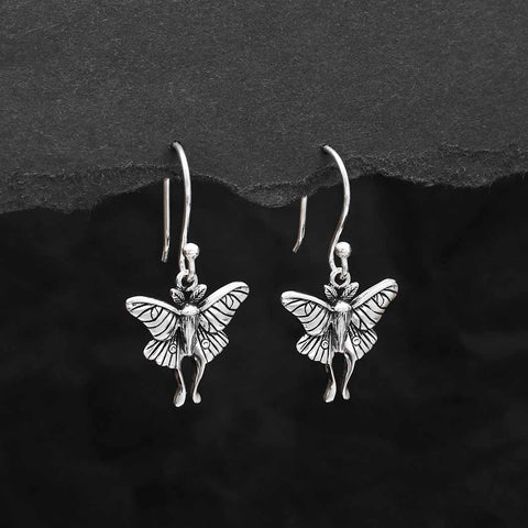 Boucles d'oreilles Luna Moth pendantes en argent sterling