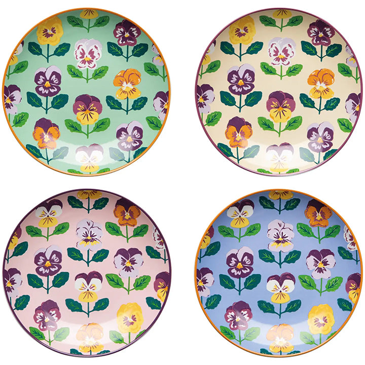 Pansy Appetizer Plates Set of 4 Assorted