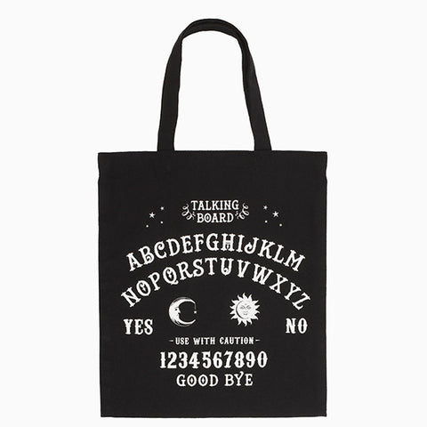 Black Gothic Ouija Talking Board Polycotton Tote Bag