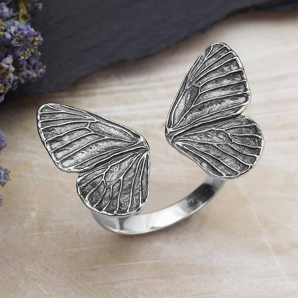 Ring butterfly adjustable sterling silver