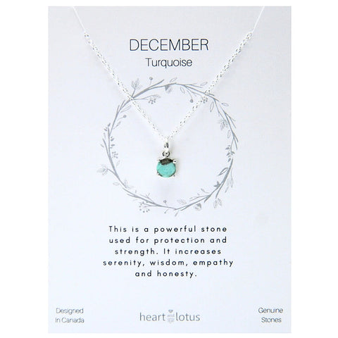 Birthstone necklace claw setting DECEMBER sterling silver