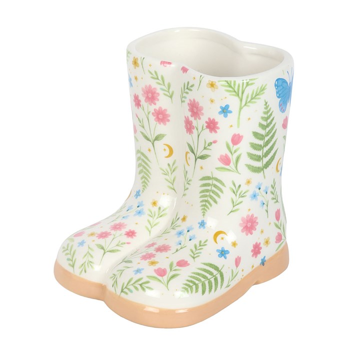 Luna Bloom - Floral Print Ceramic Welly Boot Planter