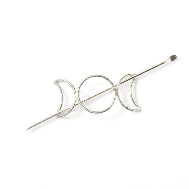 Moon Phase Hair Slide with Stick - Silver