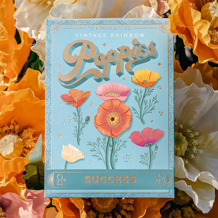 Floriography Seed Packet - Vintage Rainbow Poppies (Success)