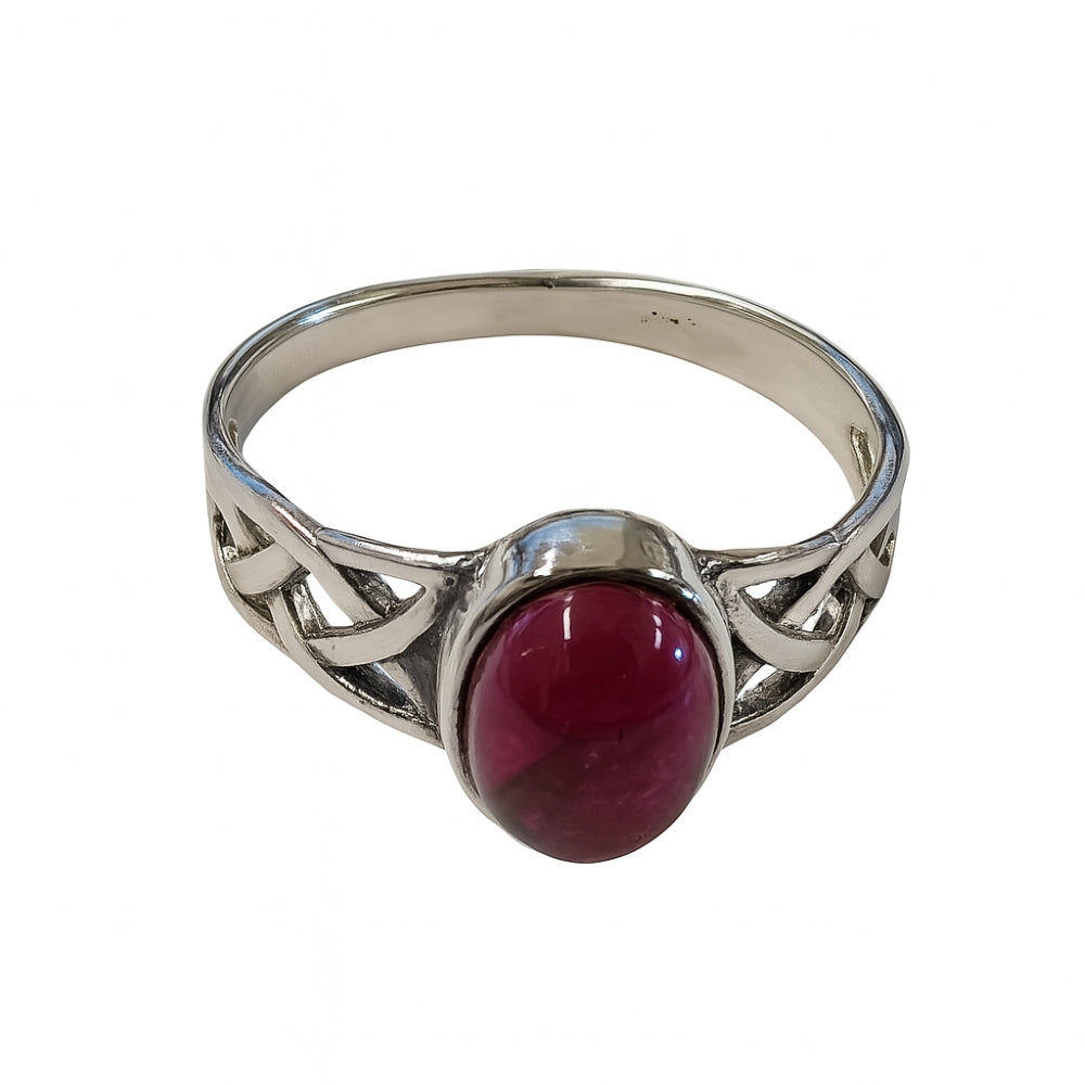 Ring ruby knot band sterling silver