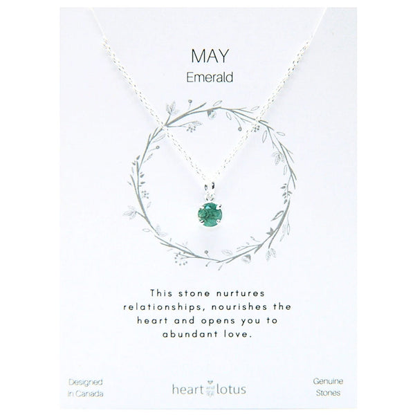 Birthstone necklace claw setting MAY sterling silver