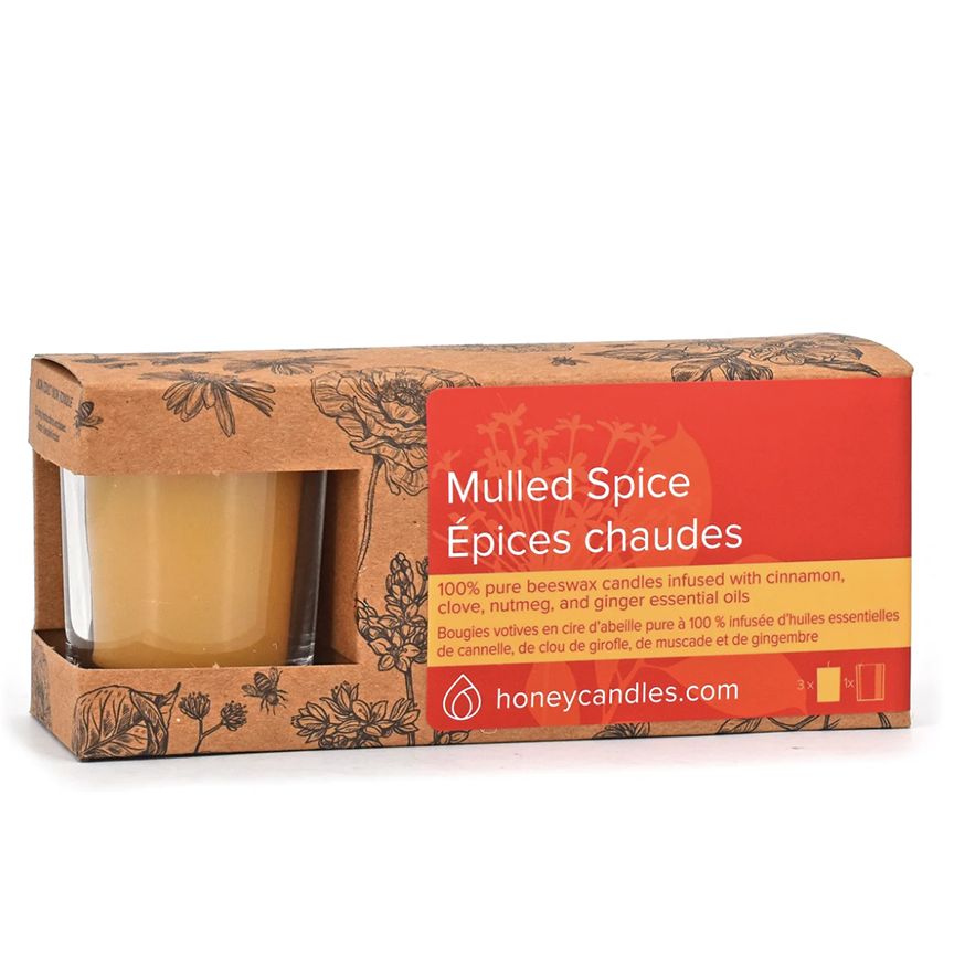 3 Pack of Mulled Spice Beeswax Votive Candles