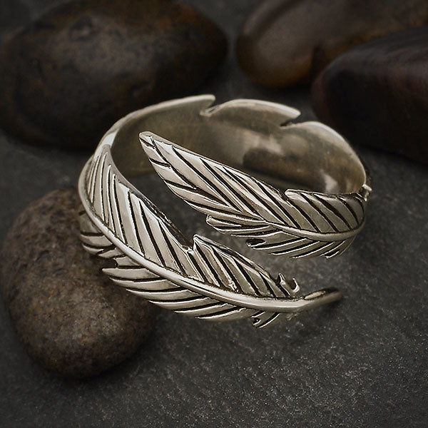 Ring feather adjustable sterling silver