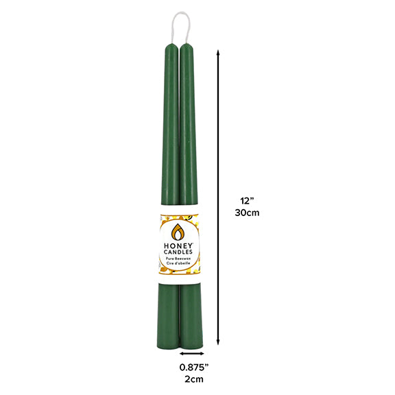 Honey Candles Taper Pair - Forest Green