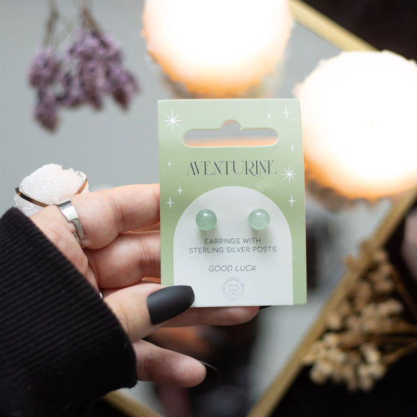 Earrings Aventurine Bead Sterling Silver Posts