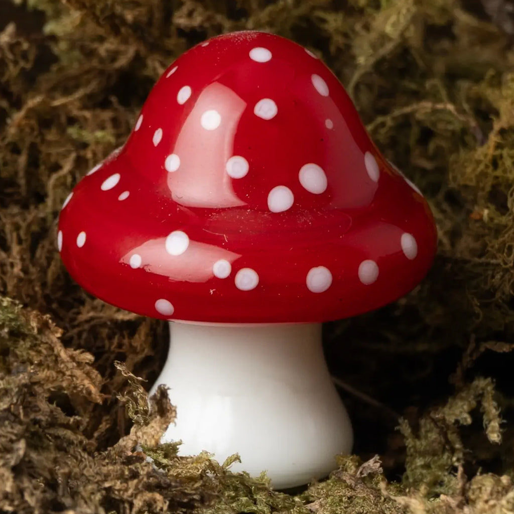 Glass Red & White Toadstool Ornament in Gift Box