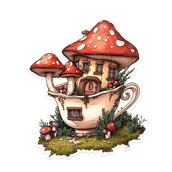 Vinyl Sticker: Mushroom House