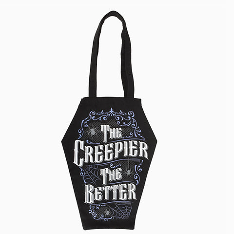 Gothic the Creepier the Better Coffin Shaped Tote Bag