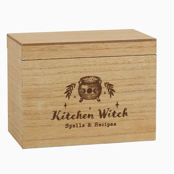 Kitchen Witch Wooden Recipe Box