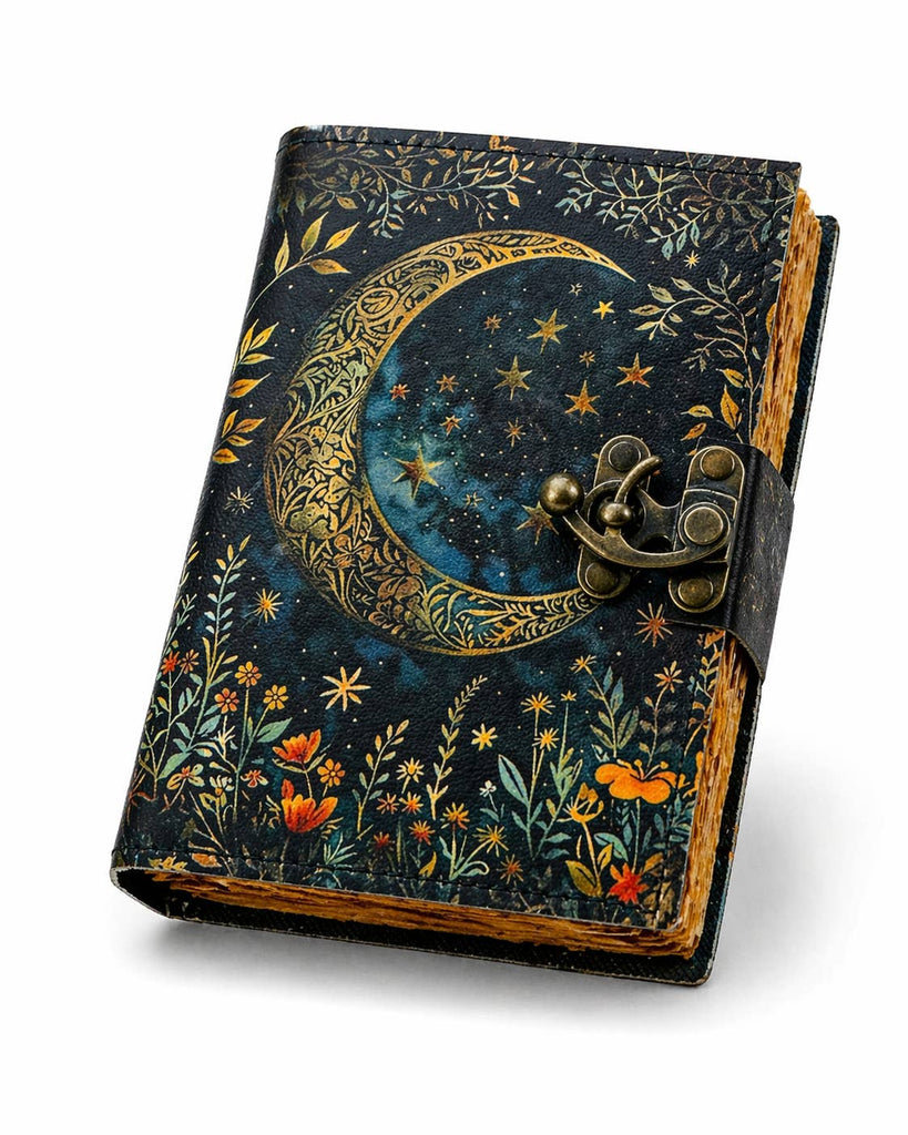 Handmade Leather Journal Blank Moon