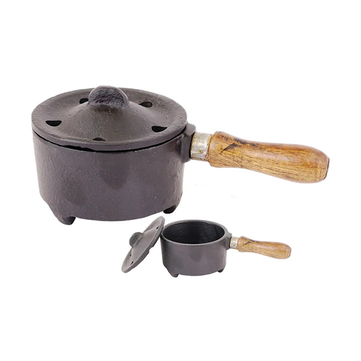 Iron charcoal burner with lid & handle
