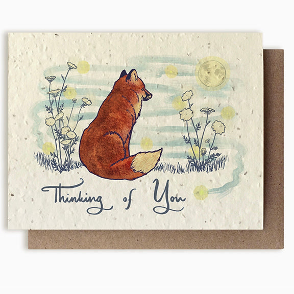 Plantable Wildflower Seed Greeting Card: Thinking of You Fox