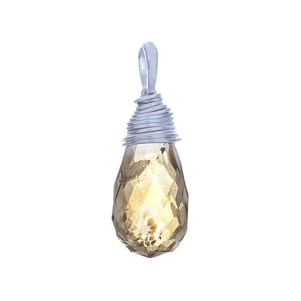 Pendant Faceted Citrine Wire Wrapped sterling silver