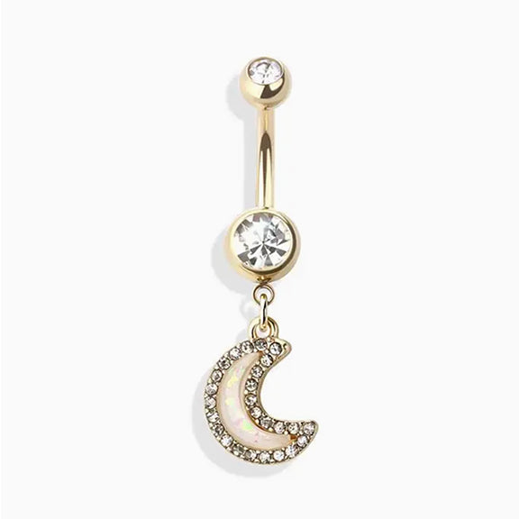 Belly Ring Moon 316L Surgical Steel Dangle