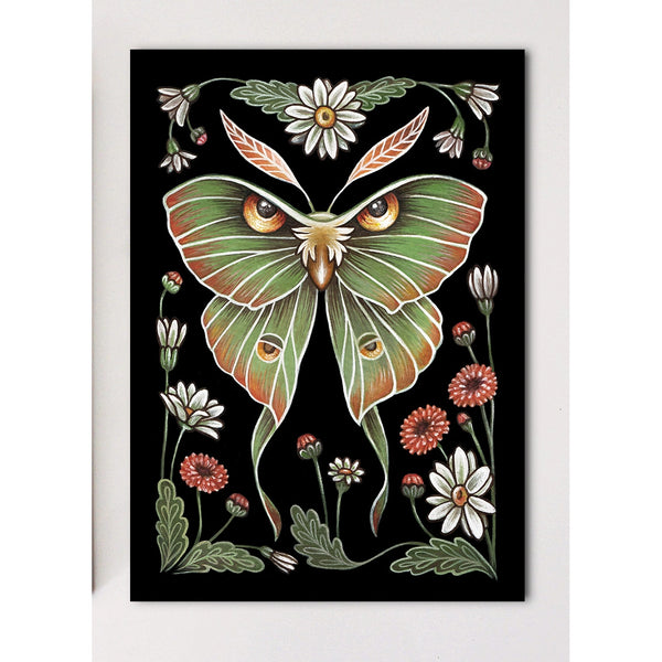 Moth Art Print Folk Decor