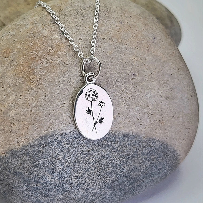 Collier Fleur de Naissance : Février argent sterling