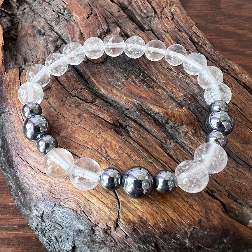 Bracelet 8mm quartz & terahertz