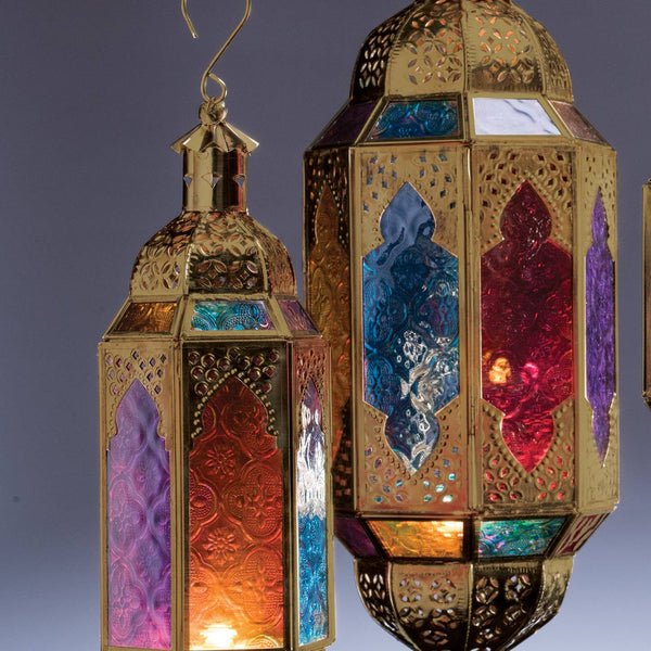 Gold Finish Medium Hanging Multi Glass Lantern
