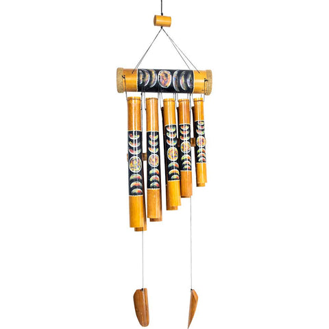 Bamboo Windchime - Painted Moon Phases