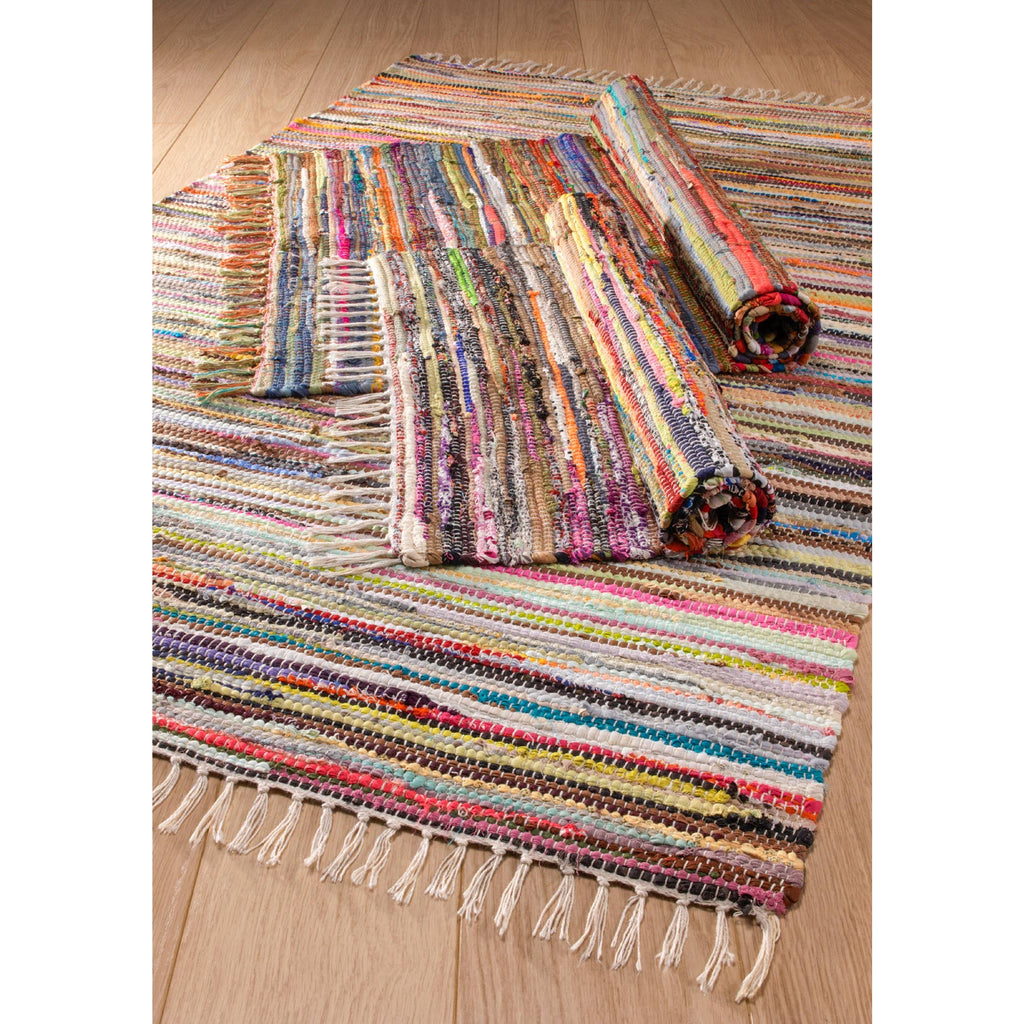 Multi Colour Recycled Cotton Rag Rug 60 X 150cm