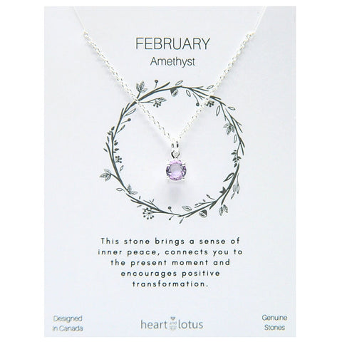 Birthstone necklace claw setting FEBRUARY sterling silver