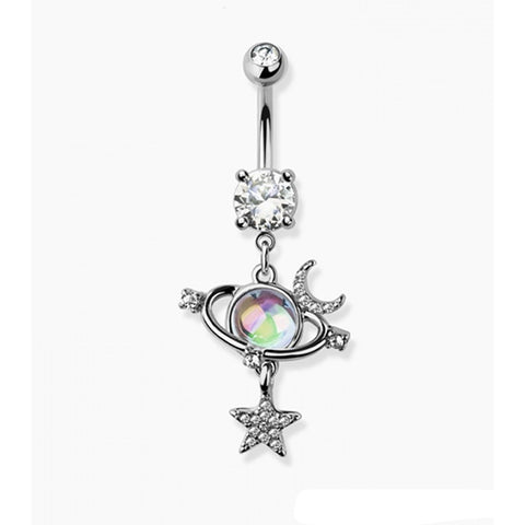 Belly Ring Orbit Planet Dangle 316L Surgical Steel