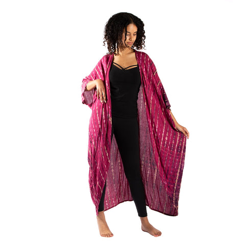 Tie-Dye Bone Motif Long Kimono