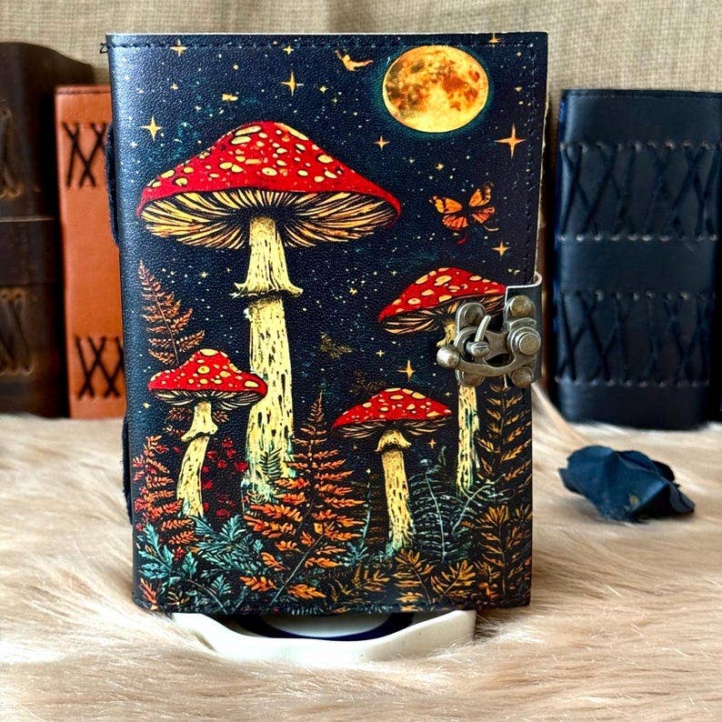 Handmade Leather Journal Blank Mushroom
