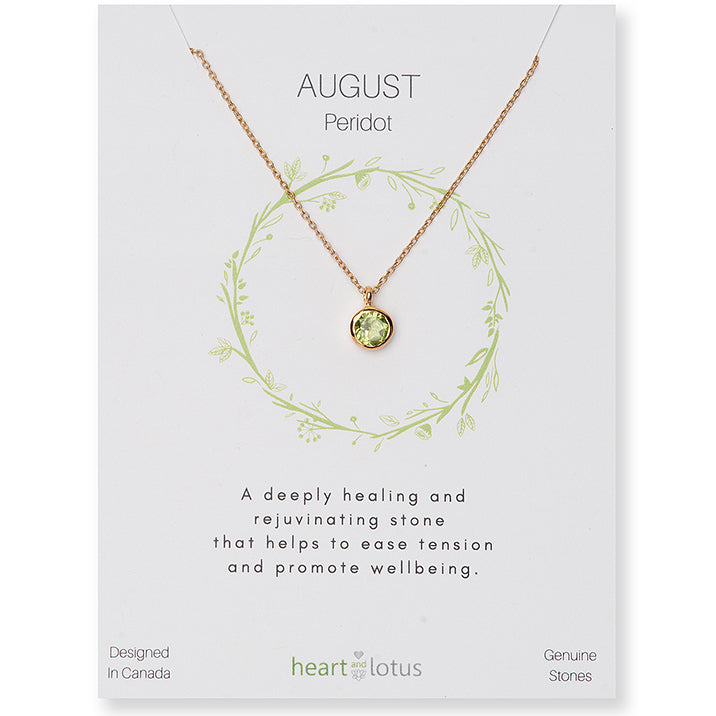 Birthstone Necklace Rose Gold August Peridot