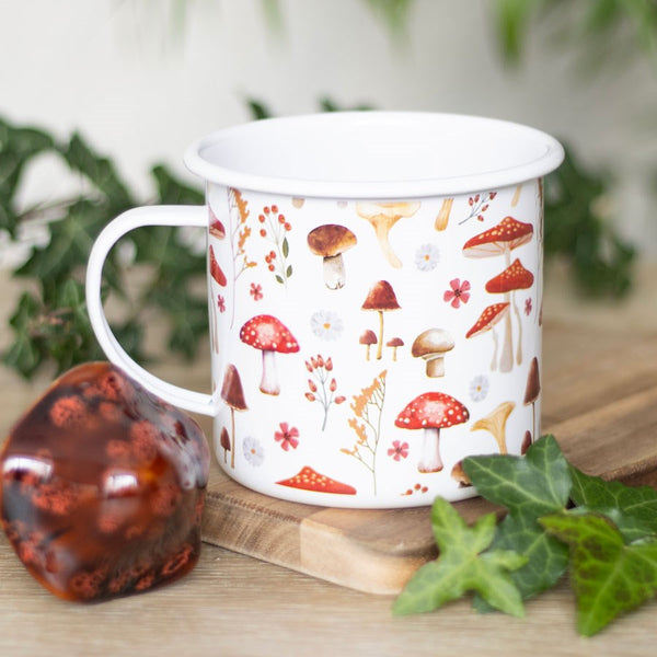 All Over Toadstool Mushroom Print Enamel Style