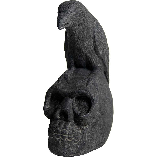 Volcanic Stone Statue - Skull & Raven 10