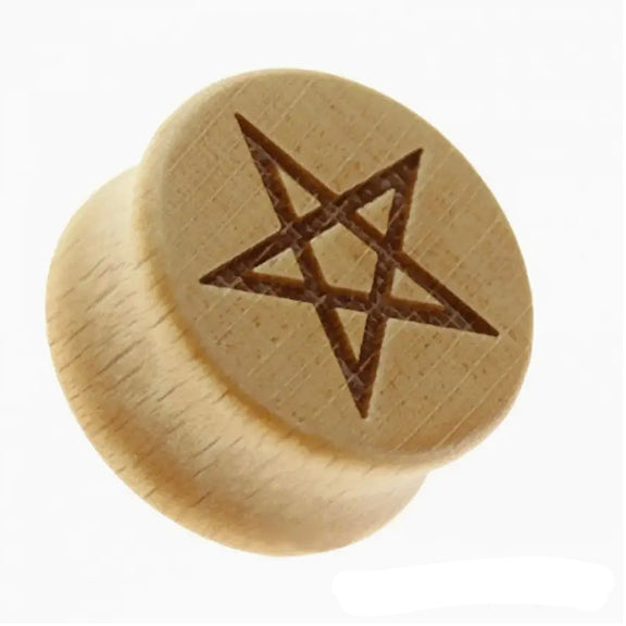 Saddle Plug 12mm Star Engraved Organic Wood