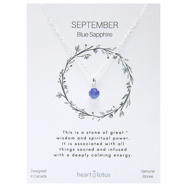 Birthstone necklace claw setting SEPTEMBER sterling silver