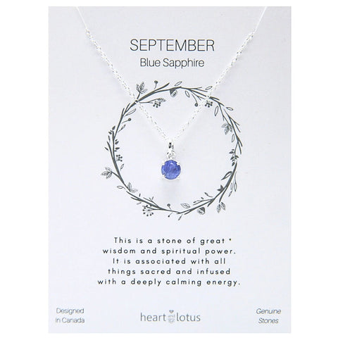Birthstone necklace claw setting SEPTEMBER sterling silver