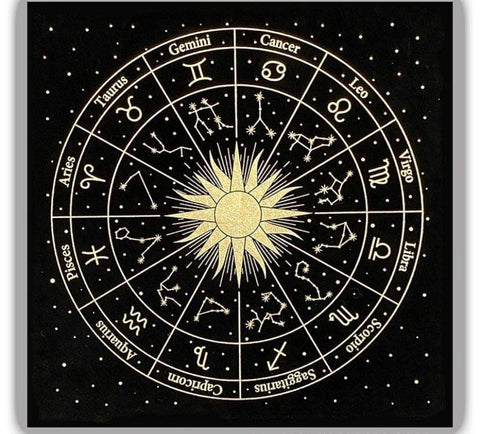 Roue du zodiaque en tissu d'autel/tarot 49cm