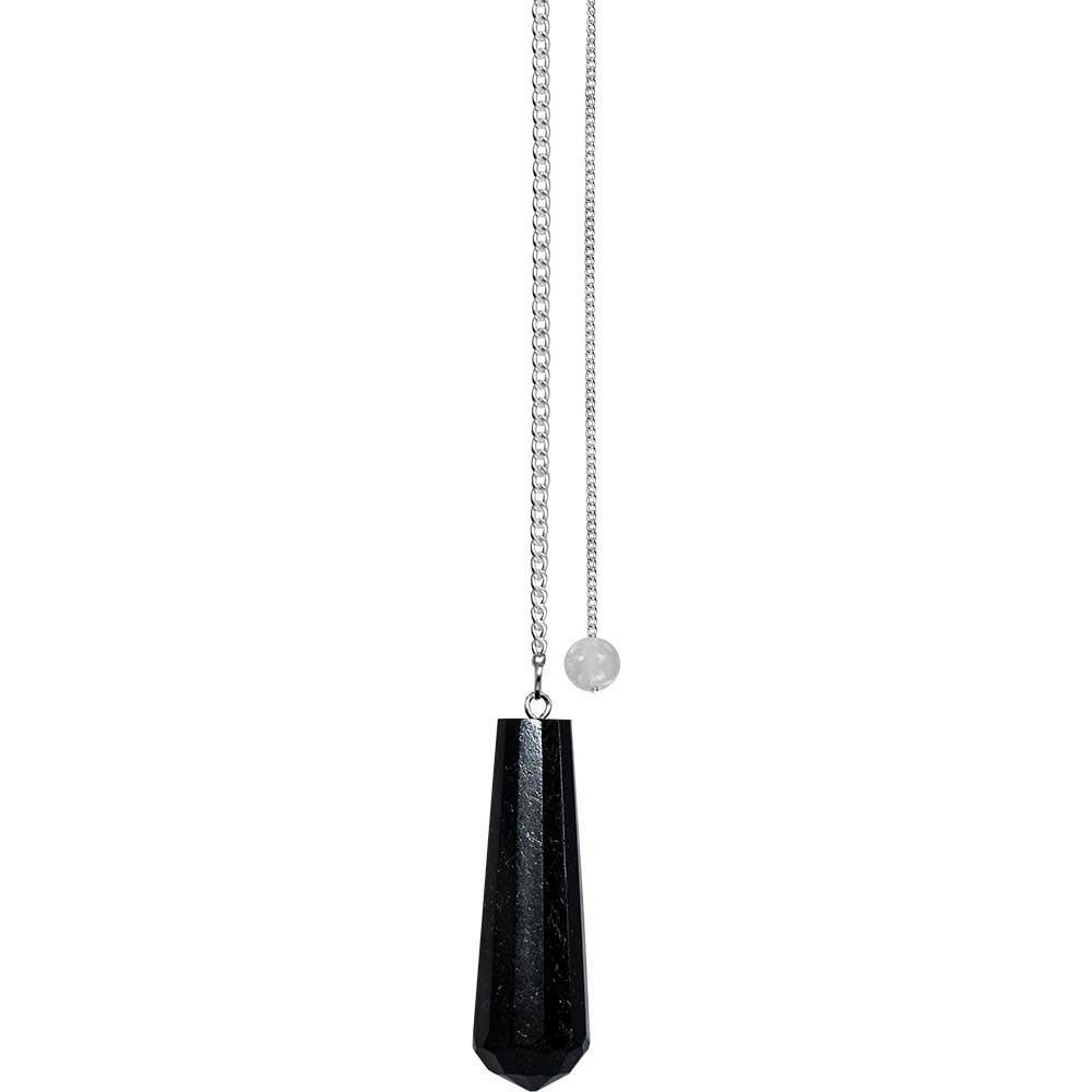 Pendulum black tourmaline facet teardrop