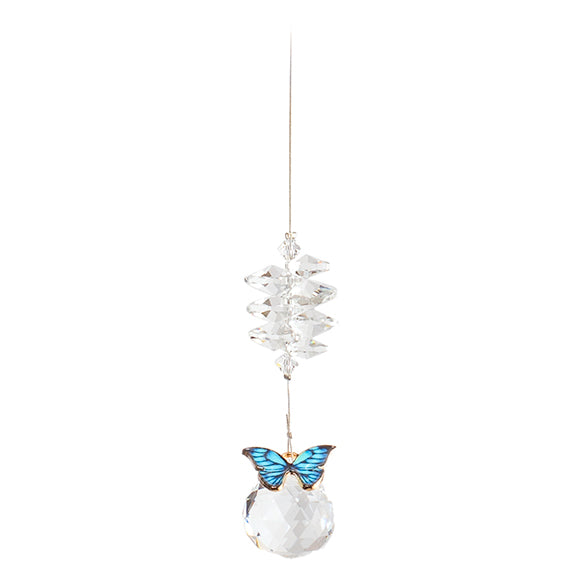 Sun Catcher Crystal 20mm ball with blue butterfly