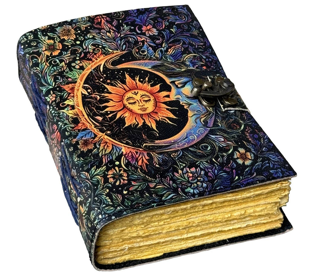 Handmade Leather Journal Blank Sun Moon