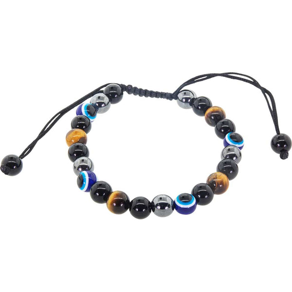 Bracelet adjustable evil eye & tiger eye