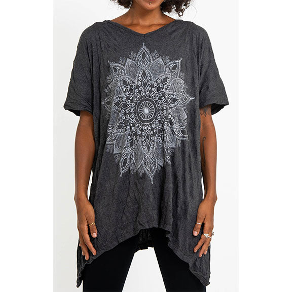 Sure Design T-shirt ample à col en V pour femme Lotus Mandala (taille unique)