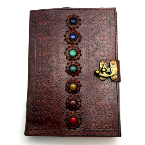 Journal Leather Embossed Leather Chakra 7 x 10 inches